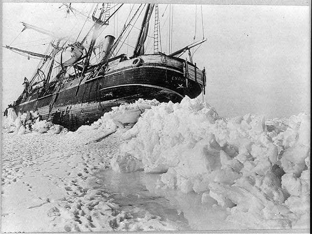 Archival photograph: a wooden ship beset in pressure ice